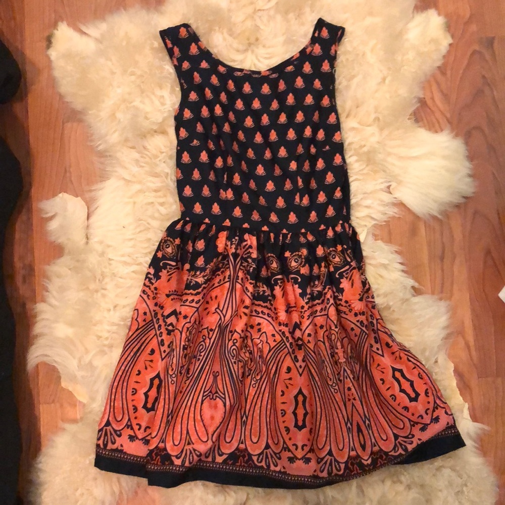 Navy and Peach Casual Dress